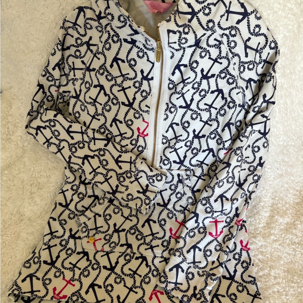 Lilly Pulitzer Navy and Cream Anchor Print Jacket